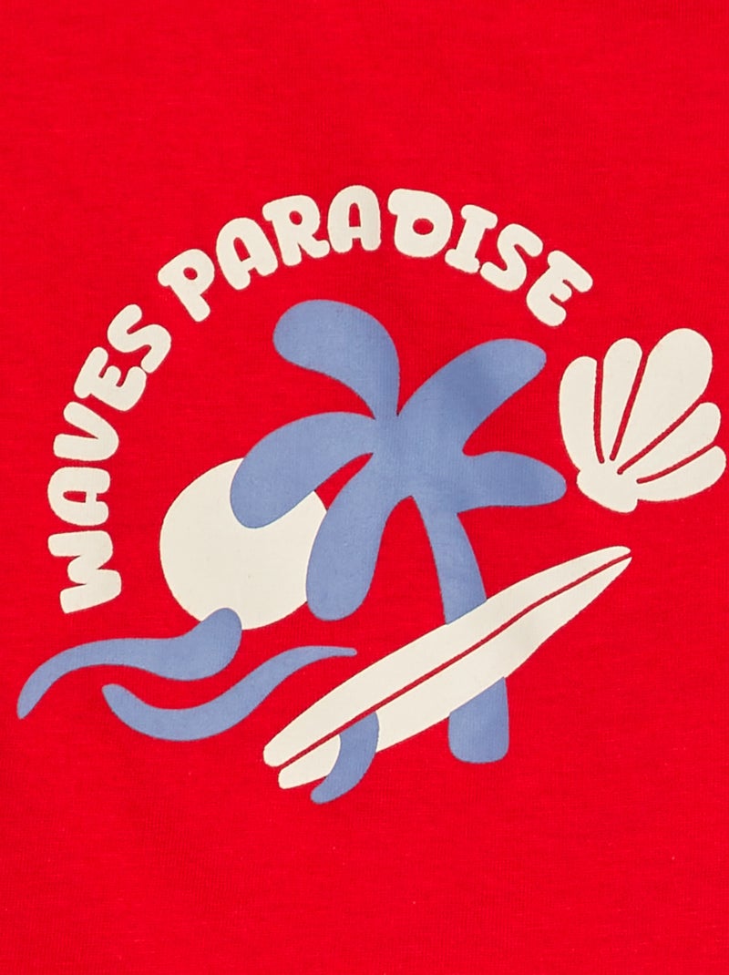 T-shirt de manga curta com estampado VERMELHO - Kiabi