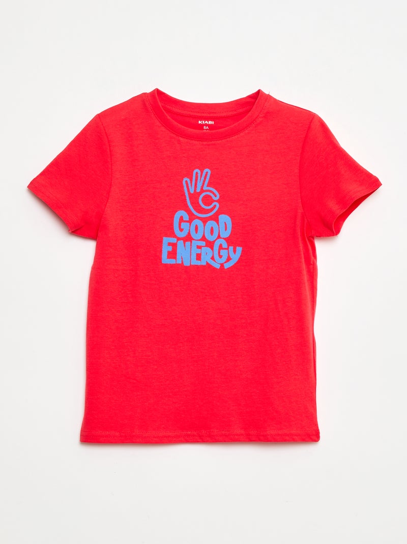 T-shirt de manga curta com estampado Vermelho - Kiabi