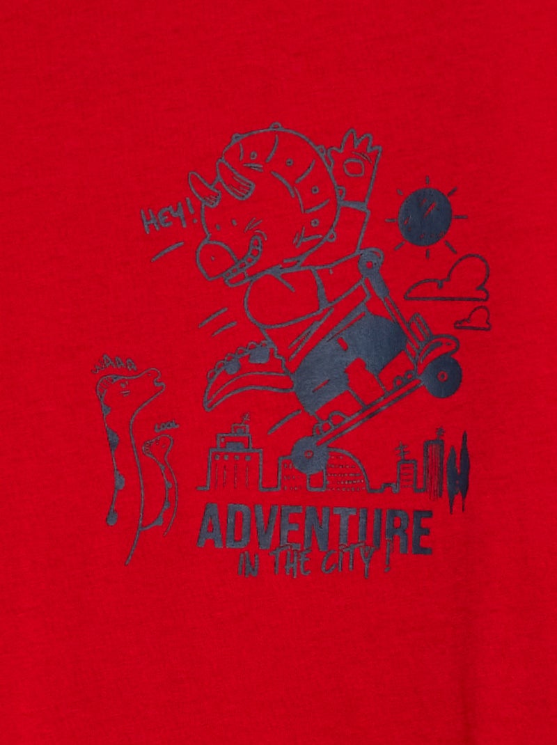 T-shirt de manga curta com estampado VERMELHO - Kiabi