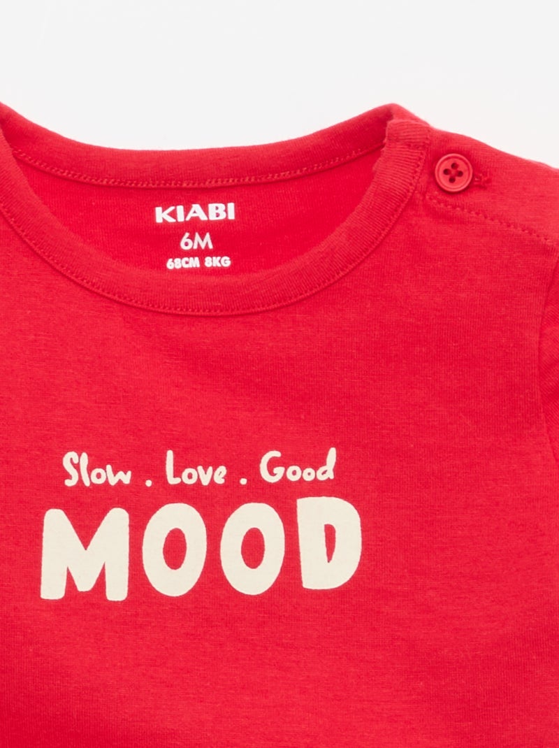 T-shirt de manga curta com estampado Vermelho - Kiabi