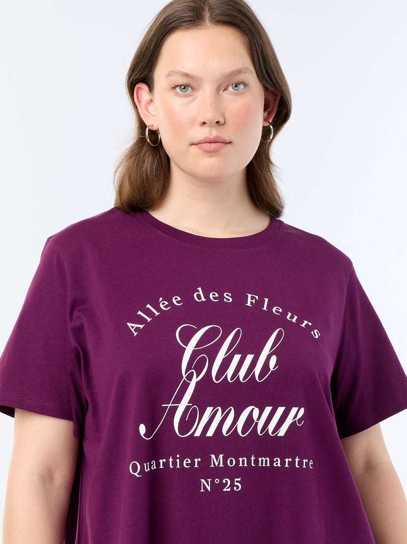 T-shirt de manga curta com estampado Violeta - Kiabi
