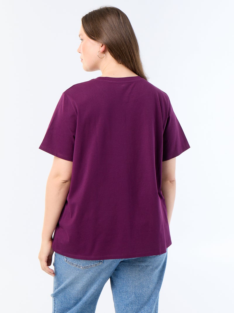 T-shirt de manga curta com estampado Violeta - Kiabi