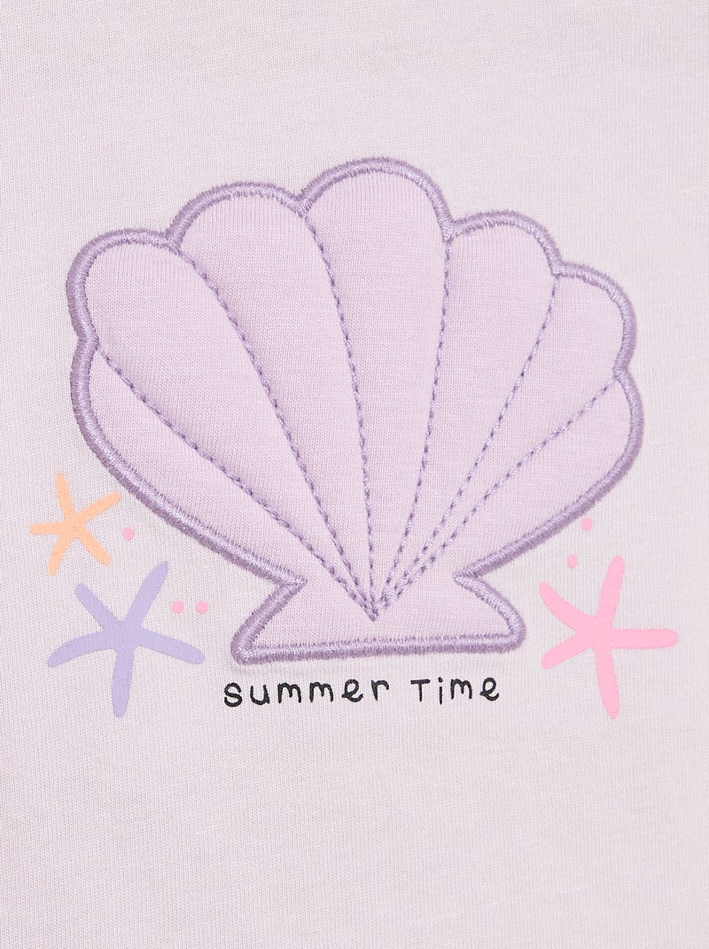 T-shirt de manga curta com estampado Violeta - Kiabi