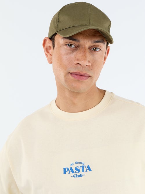 T-shirt de manga curta com estampados e bordados à frente e atrás - Kiabi