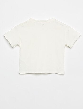 T-shirt de manga curta com flores no ombro