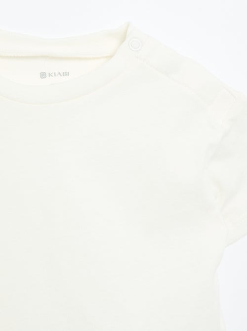 T-shirt de manga curta com flores no ombro - Kiabi