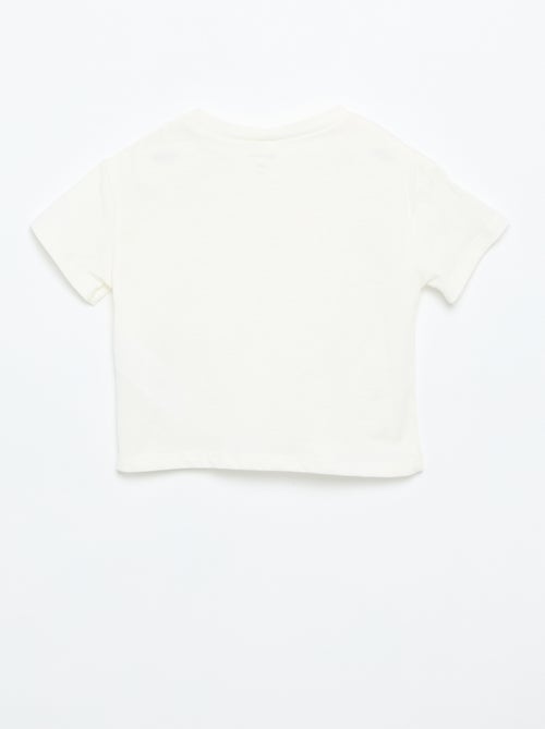 T-shirt de manga curta com flores no ombro - Kiabi