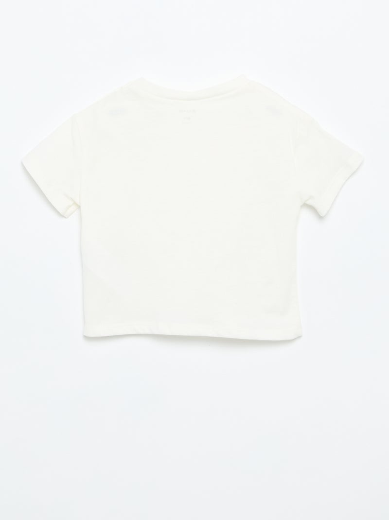 T-shirt de manga curta com flores no ombro Branco - Kiabi