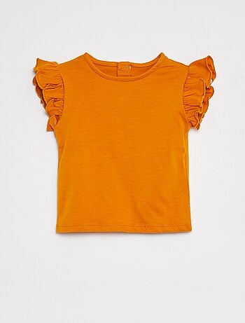 T-shirt de manga curta com folhos