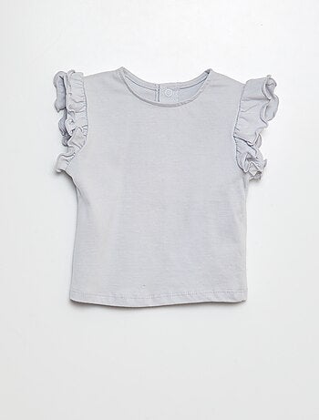 T-shirt de manga curta com folhos