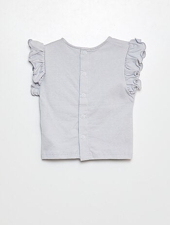 T-shirt de manga curta com folhos