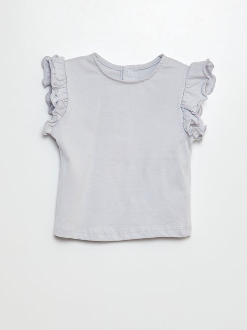 T-shirt de manga curta com folhos - Kiabi