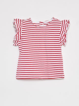 T-shirt de manga curta com folhos
