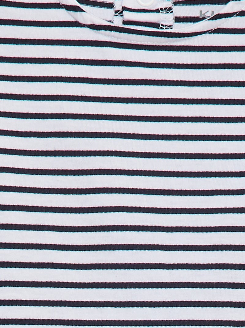 T-shirt de manga curta com folhos BRANCO - Kiabi