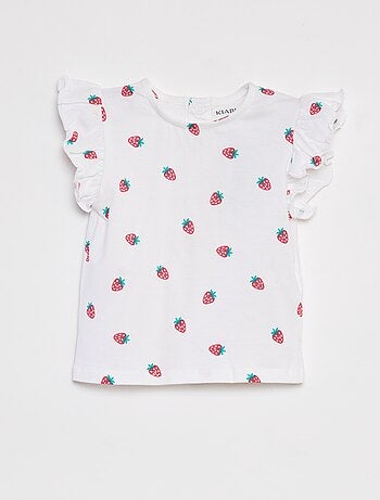 T-shirt de manga curta com folhos