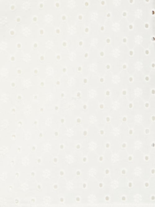 T-shirt de manga curta com folhos e bordado inglês - Kiabi