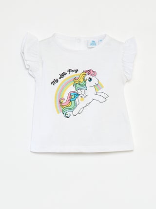 T-shirt de manga curta com folhos 'O meu pequeno pónei'