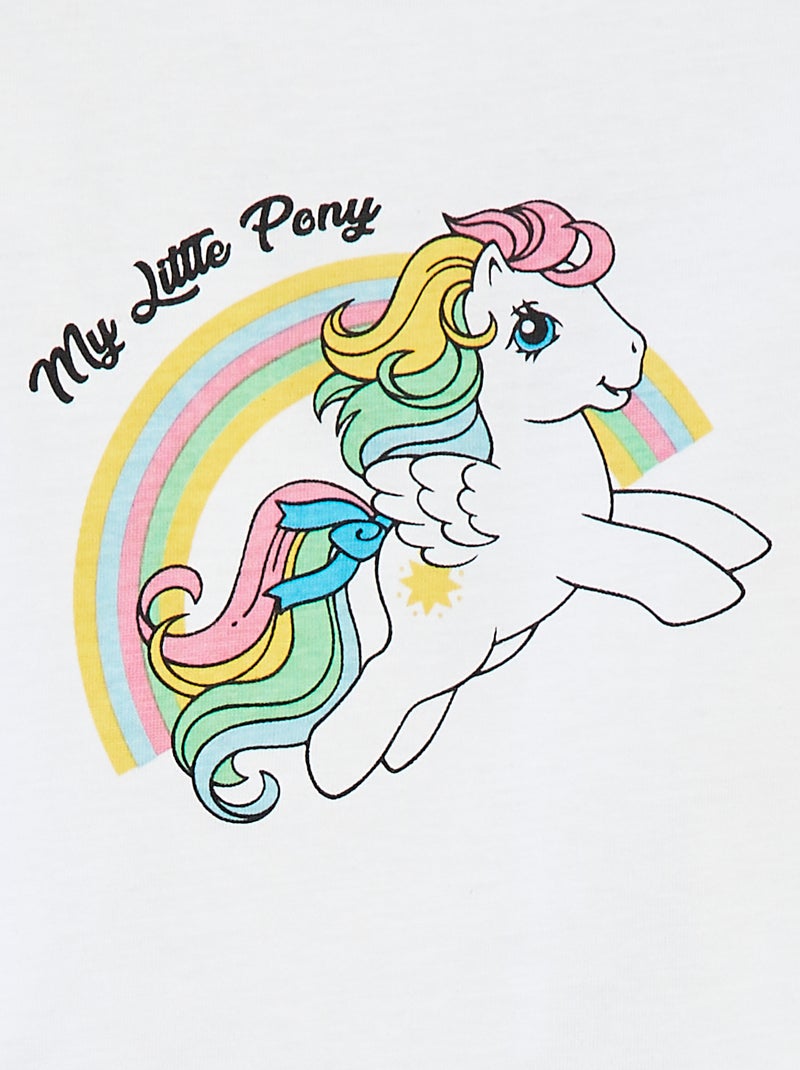 T-shirt de manga curta com folhos 'O meu pequeno pónei' Branco - Kiabi