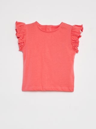 T-shirt de manga curta com folhos