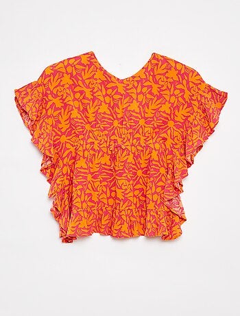 T-shirt de manga curta com folhos