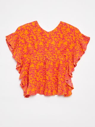 T-shirt de manga curta com folhos