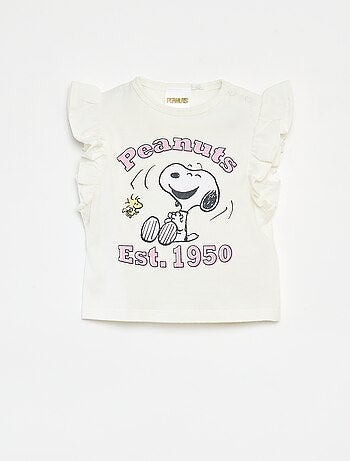 T-shirt de manga curta com folhos 'Snoopy'