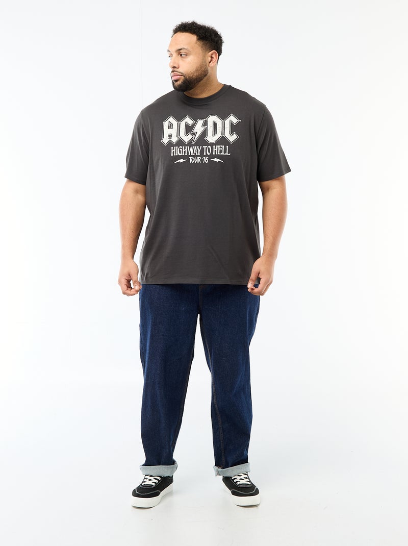 T-shirt de manga curta com gola redonda 'ACDC' em algodão Preto - Kiabi