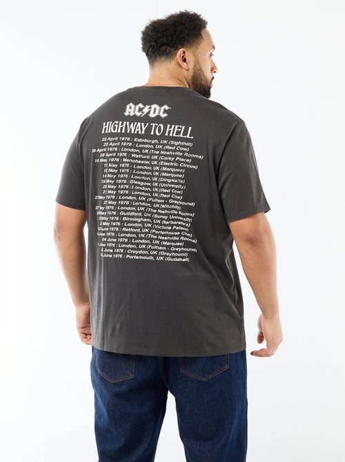 T-shirt de manga curta com gola redonda 'ACDC' em algodão - Kiabi