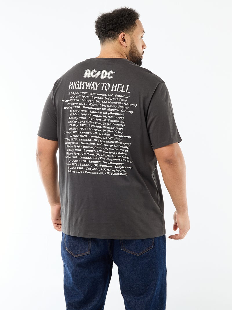 T-shirt de manga curta com gola redonda 'ACDC' em algodão Preto - Kiabi