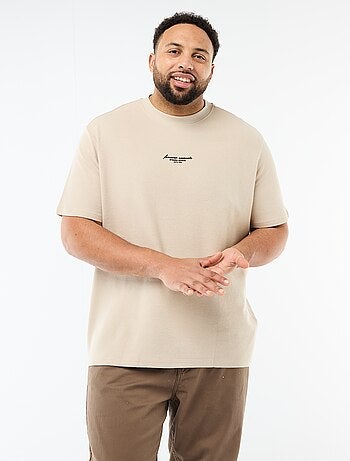 T-shirt de manga curta com gola redonda em jacquard de algodão