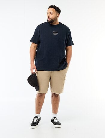 T-shirt de manga curta com gola redonda em jacquard de algodão