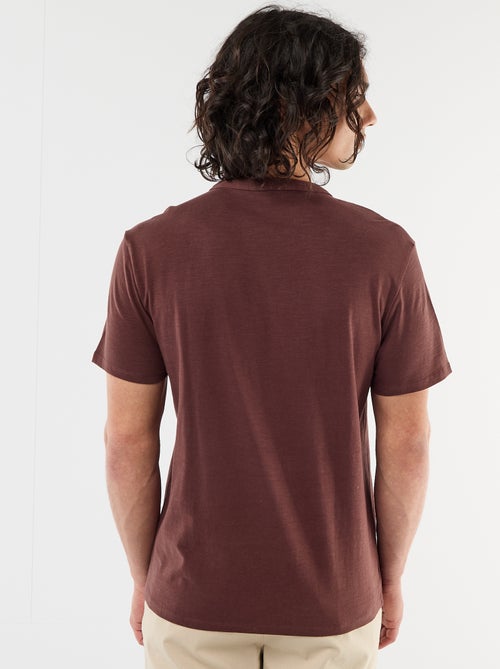 T-shirt de manga curta com gola tunisina - Kiabi