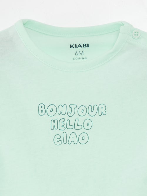 T-shirt de manga curta com inscrição - Kiabi