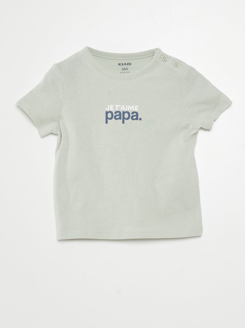 T-shirt de manga curta com inscrição VERDE - Kiabi