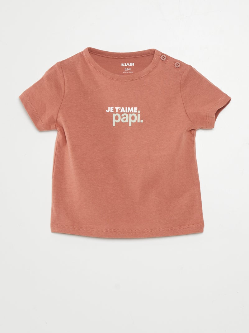 T-shirt de manga curta com inscrição VERMELHO - Kiabi