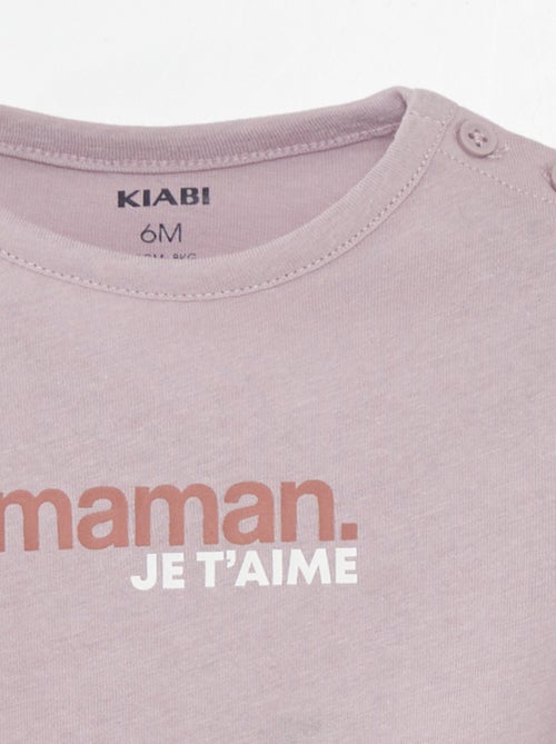 T-shirt de manga curta com inscrição - Kiabi