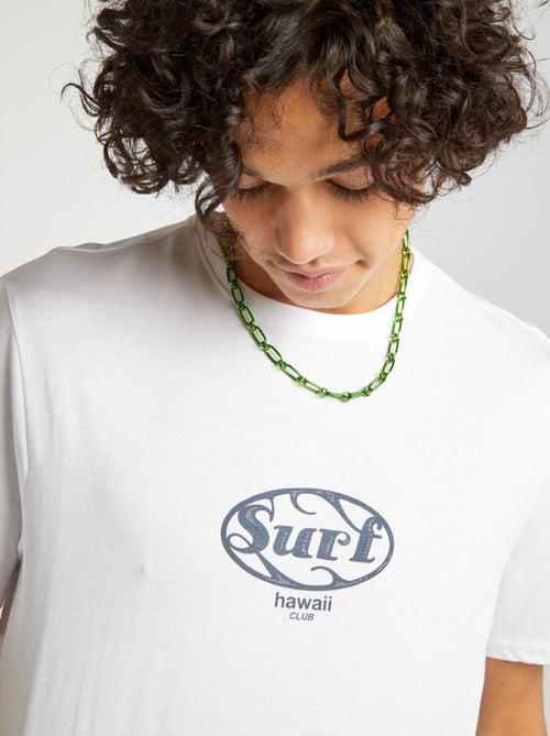 T-shirt de manga curta com inscrições - Kiabi