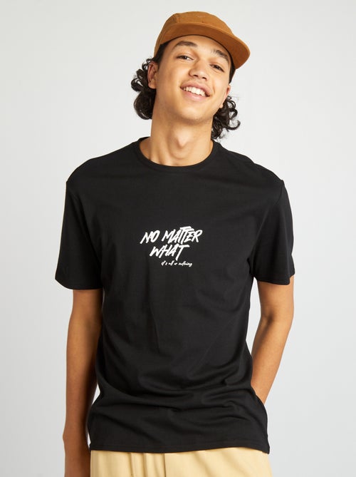 T-shirt de manga curta com inscrições - Kiabi