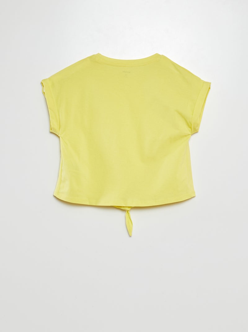 T-shirt de manga curta com laço na base AMARELO - Kiabi