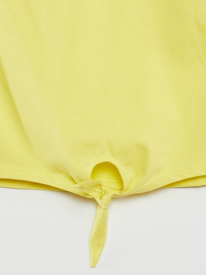 T-shirt de manga curta com laço na base AMARELO - Kiabi