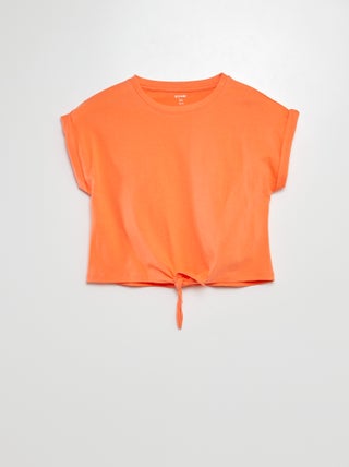 T-shirt de manga curta com laço na base