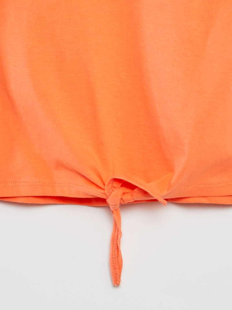 T-shirt de manga curta com laço na base Laranja - Kiabi