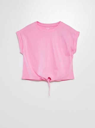 T-shirt de manga curta com laço na base