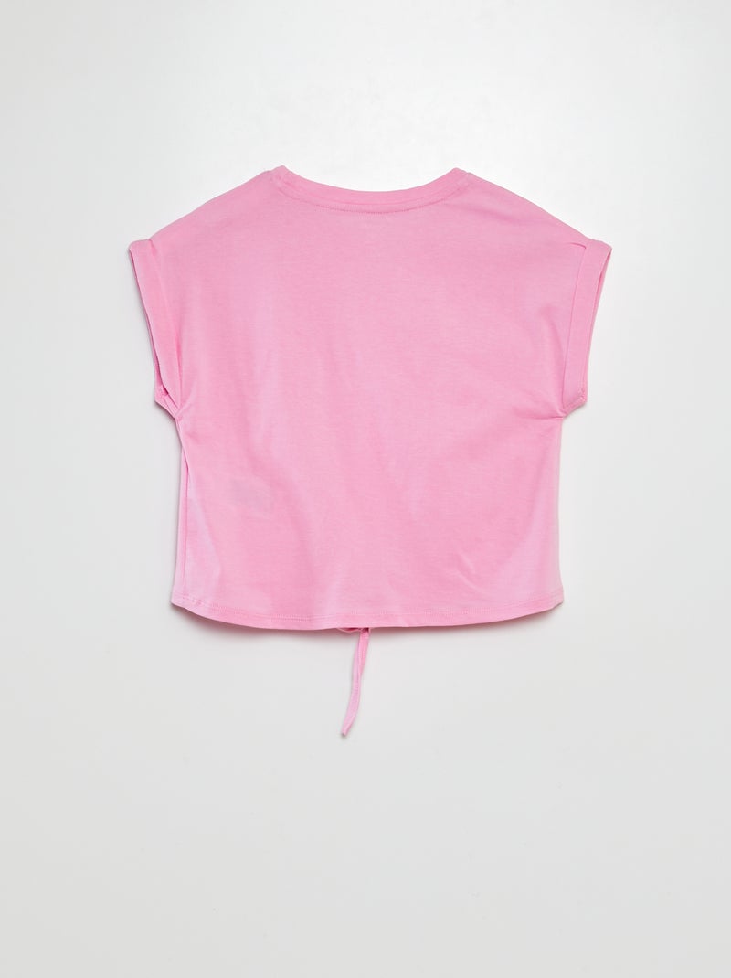 T-shirt de manga curta com laço na base ROSA - Kiabi