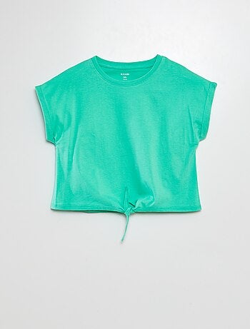 T-shirt de manga curta com laço na base