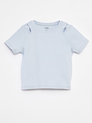 T-shirt de manga curta com laços decorativos