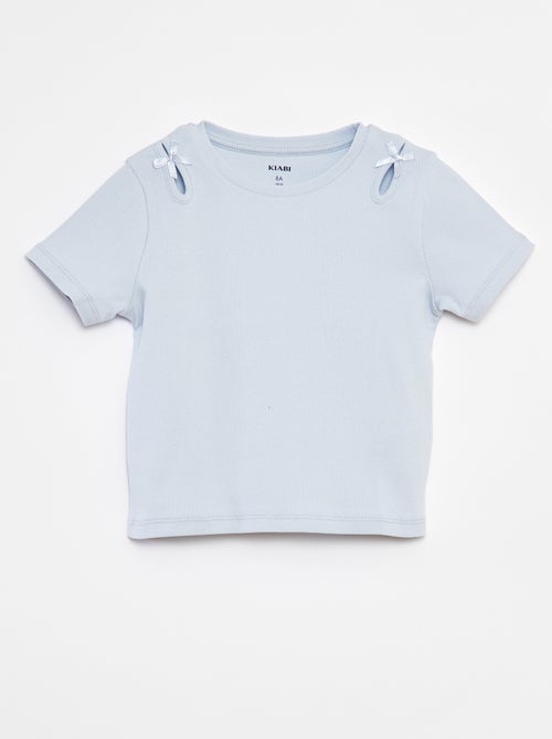 T-shirt de manga curta com laços decorativos - Kiabi
