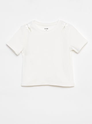 T-shirt de manga curta com laços decorativos