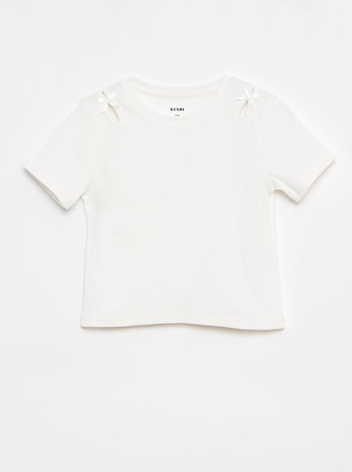 T-shirt de manga curta com laços decorativos - Kiabi