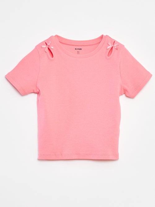 T-shirt de manga curta com laços decorativos - Kiabi